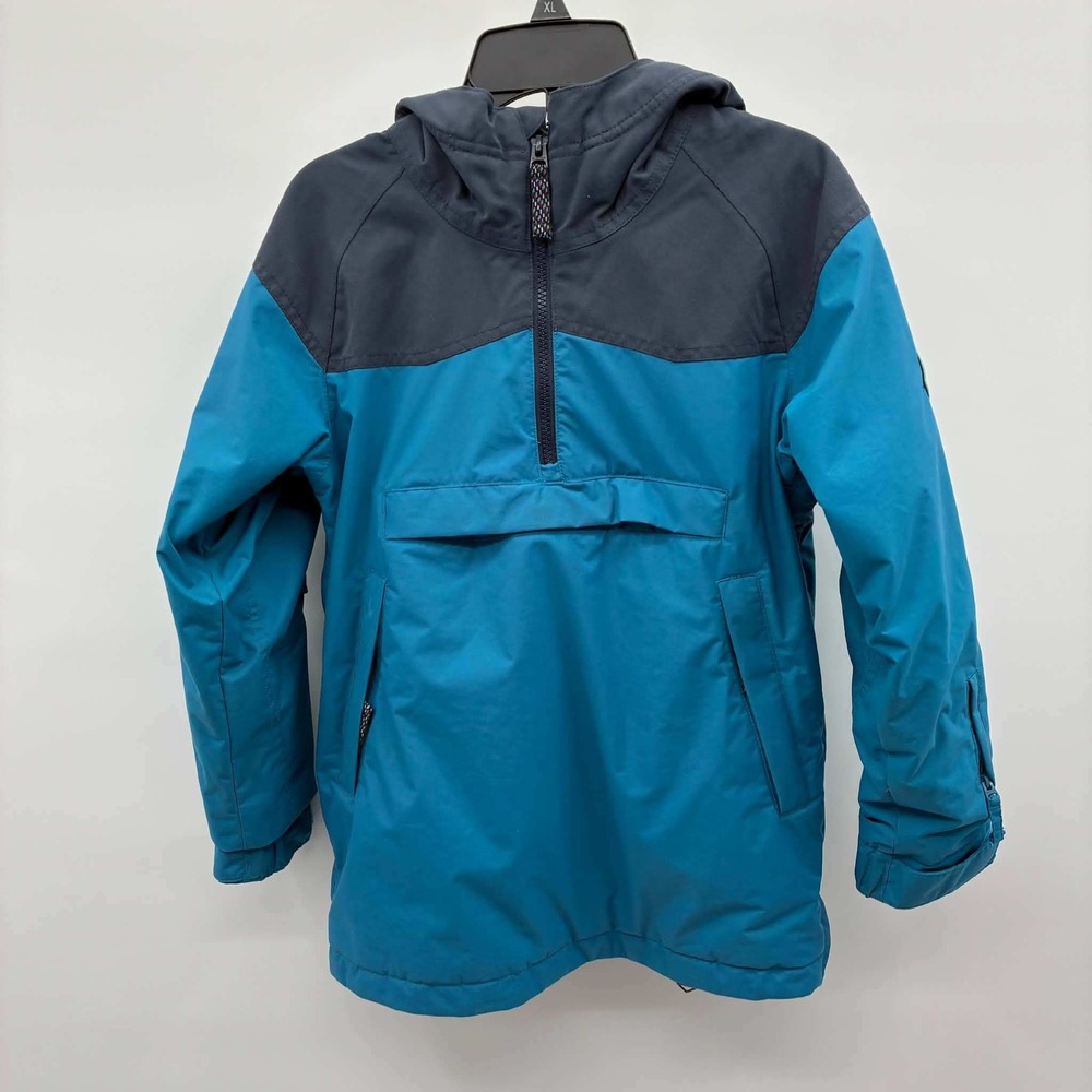 Burton Kids S 7/8 Anorak Jacket Teal Hooded Half Zip Ski Snowboard Colorblock